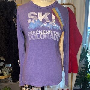 Breckenridge Colorado Ski Souvenir Purple Longsleeve Ski Graphic Tee Youth Large